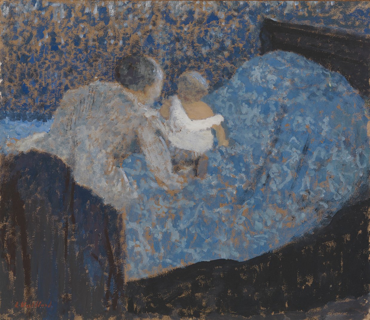 Edouard Vuillard - Grand-mère et enfant au lit bleu